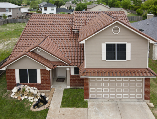 Mission Re-roof house Old storm-damaged roof was replaced with Tejas Espana Casa Grande Blend Concrete Roof Tile